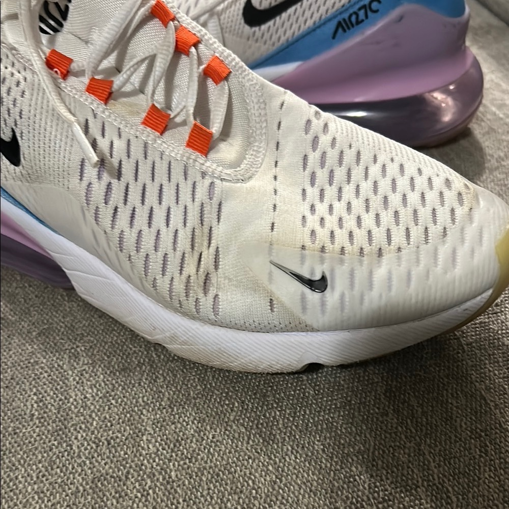 Nike Air Max 270 White with Orange and Blue Accents - Picture 8 of 9